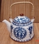 Blue Teapot w/ Fish Pictures
