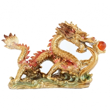 Golden Water Dragon Statue