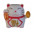 Solar Energy White Money Cat Statue