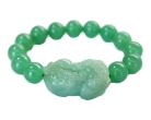 Jade Pi Yao w/ Green Beaded Bracelet