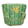 Green Bamboo Pot with Frogs and Bamboo Design