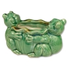 Round Bamboo Pot with 2 Big Money Frogs