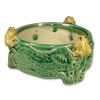 Round Bamboo Pot with Triple Money Frogs